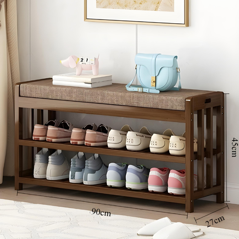 Banc à Chaussures en Bois Massif Minimaliste | Rangement Design Scandinave