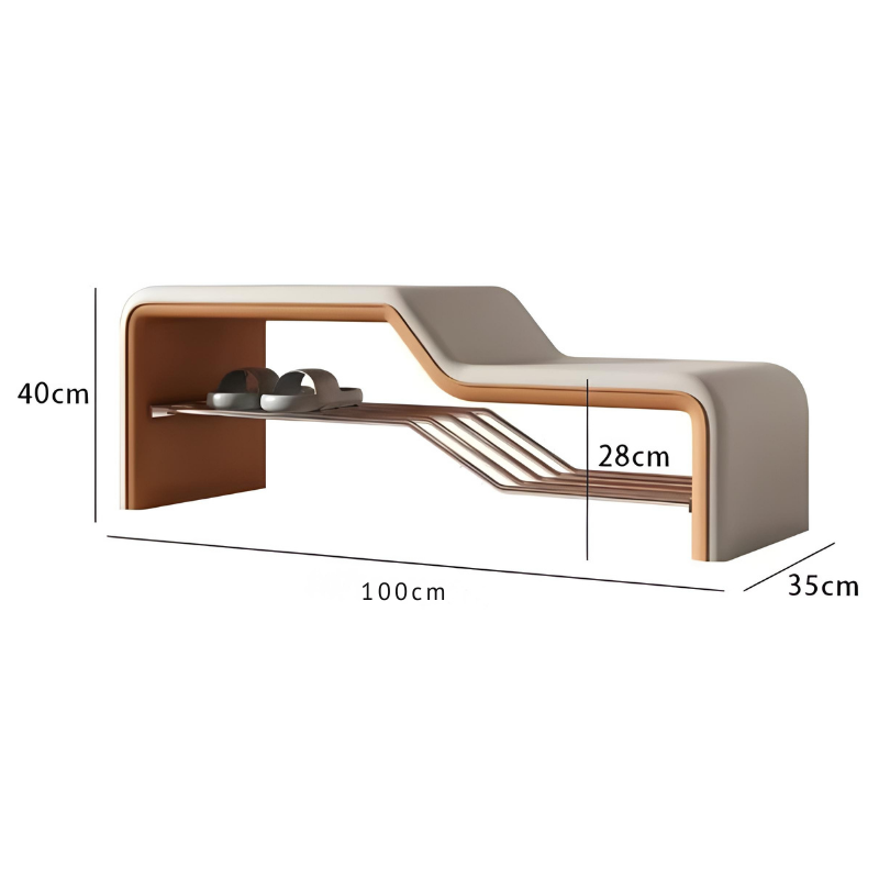 Banc d’Entrée Minimaliste Luxe en Cuir | Assise et Rangement Chaussures