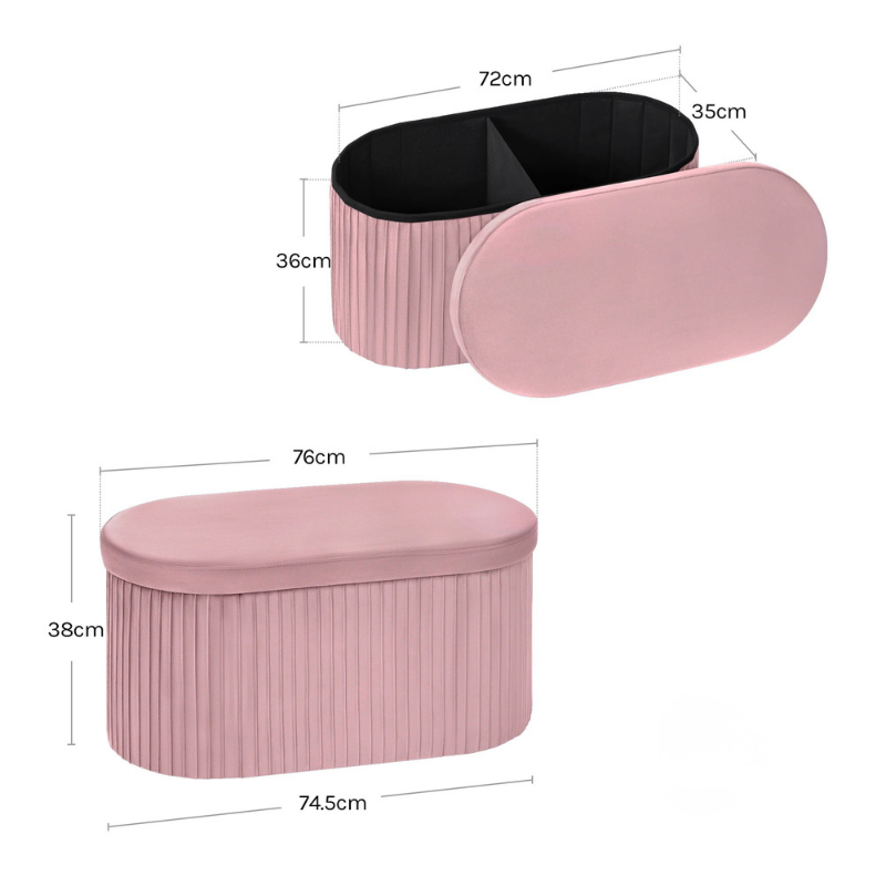 Banc Coffre Velours avec Rangement Pliable | Moderne et Décoratif