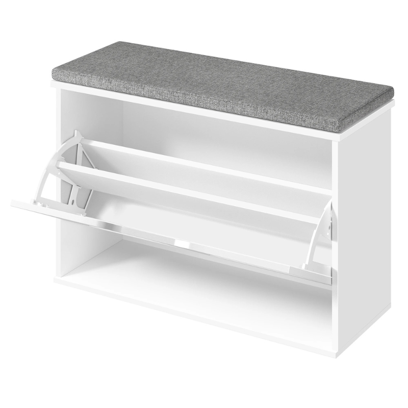 Banc d'Entrée Design Scandinave | Assise Rembourrée et Rangement 3 Niveaux