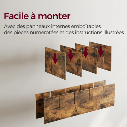 Banc à Chaussures Design Rustique Décoratif avec Coussin | Rangement 15 Compartiments