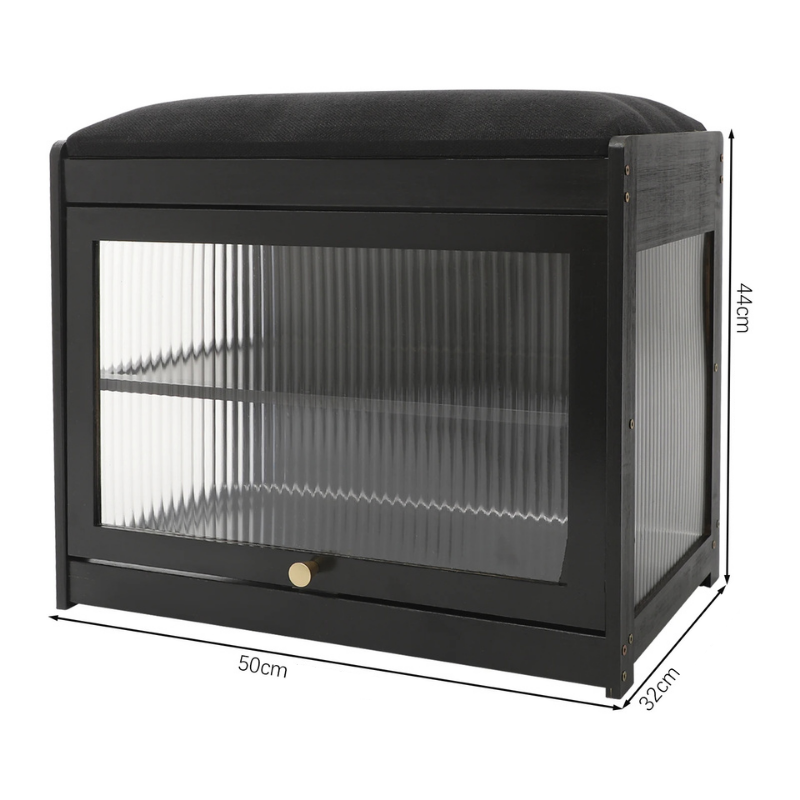 Banc à Chaussures Noir avec Assise | Design Nordique Minimaliste