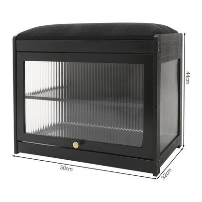 Banc à Chaussures Noir avec Assise | Design Nordique Minimaliste