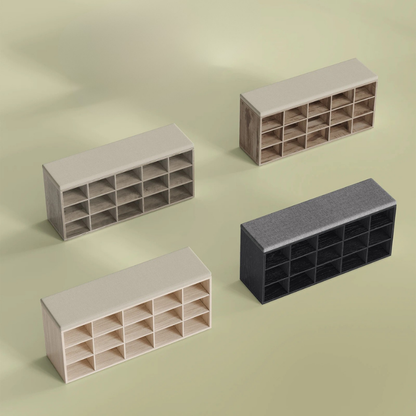 Banc à Chaussures Design Scandinave avec Assise Rembourrée | 9 Compartiments