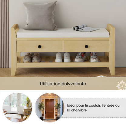 Banc à Chaussures Design Nordique | Assise Confort et Rangement Caché
