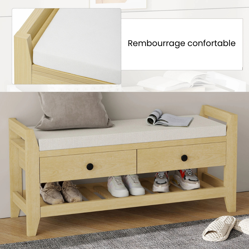 Banc à Chaussures Design Nordique | Assise Confort et Rangement Caché