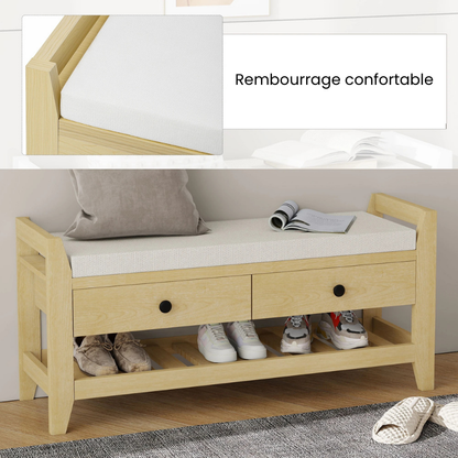 Banc à Chaussures Design Nordique | Assise Confort et Rangement Caché