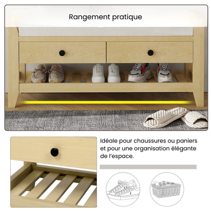 Banc à Chaussures Design Nordique | Assise Confort et Rangement Caché