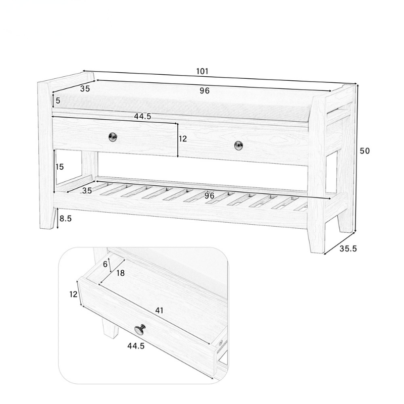 Banc à Chaussures Design Nordique | Assise Confort et Rangement Caché