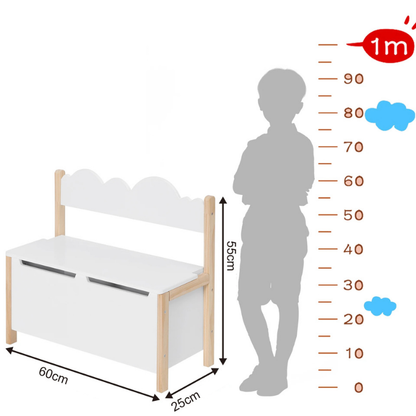 Banc Coffre Enfant en Bois avec Dossier | Assise de Rangement Décorative