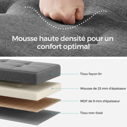 Banc de Rangement Pliant Gris | Design Moderne Décoratif