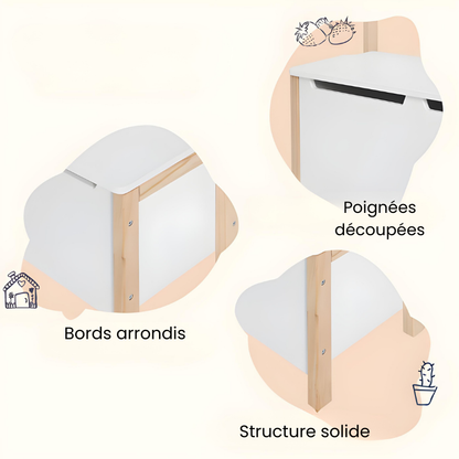 Banc Coffre Enfant en Bois avec Dossier | Assise de Rangement Décorative