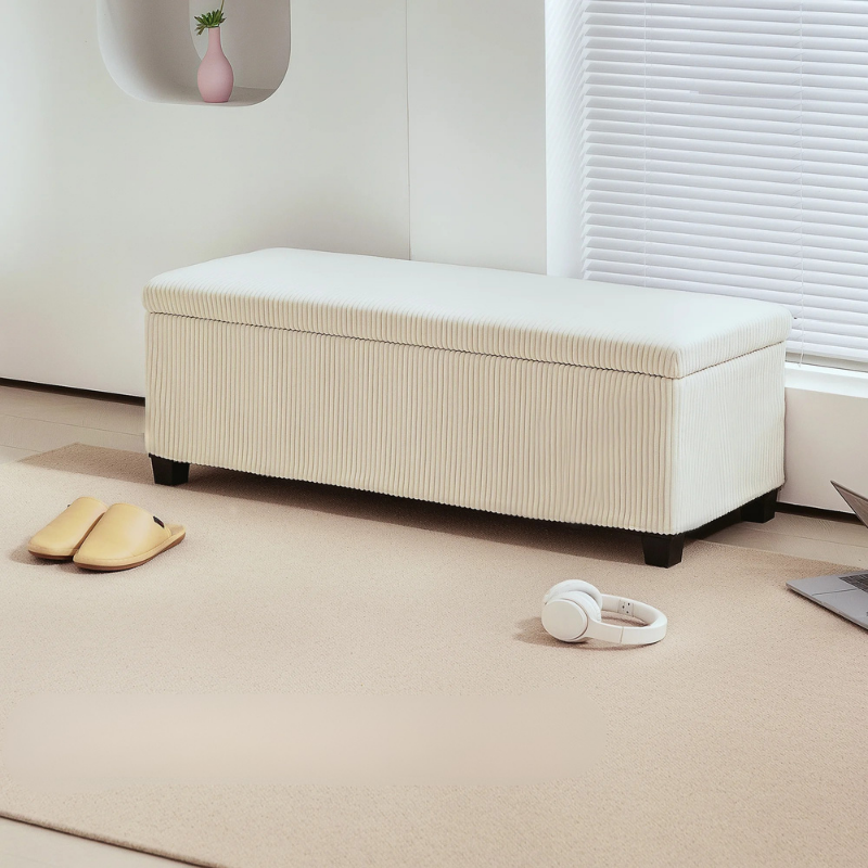 Banc de Rangement avec Coffre en Velours Côtelé | Design Moderne