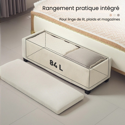 Banc de Rangement avec Coffre en Velours Côtelé | Design Moderne