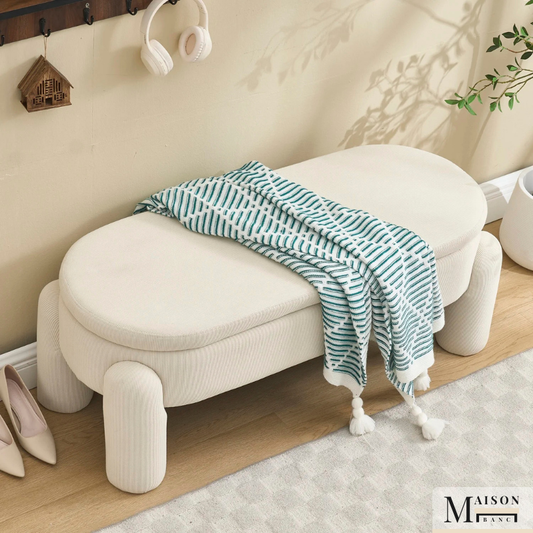 Banc Coffre de Rangement Ottoman Beige | Design Moderne et Élégant