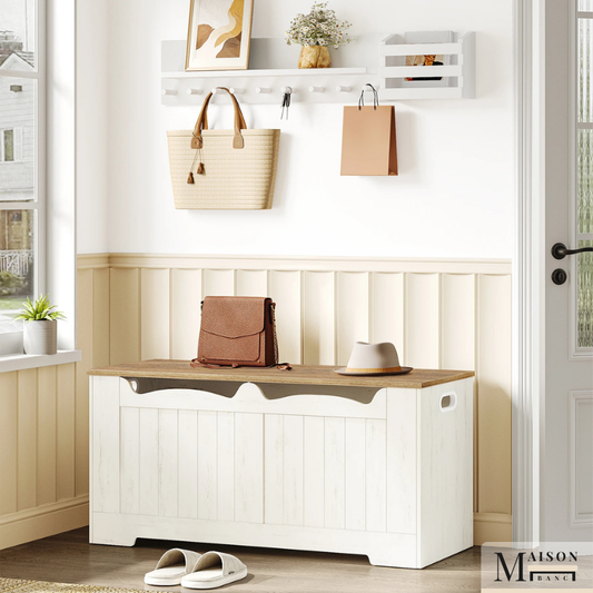 Banc Coffre de Rangement Moderne | Design Blanc Minimaliste