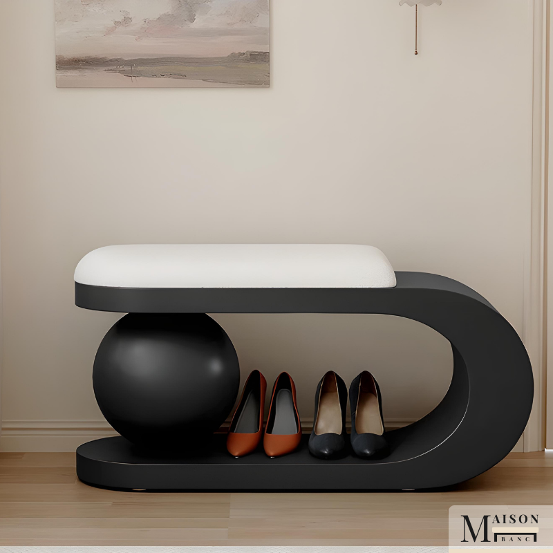 Banc d’Entrée à Chaussures Noir | Design Nordique Minimaliste Luxe