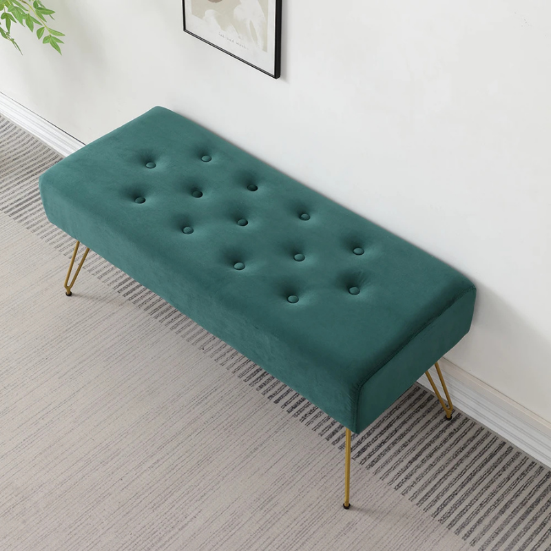 Banc d'entrée Ottoman Design Moderne Luxe | Élégance Dorée et Velours