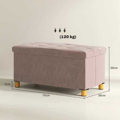 Banc Coffre de Rangement Pliable | Velours Crème et Design Scandinave Élégant