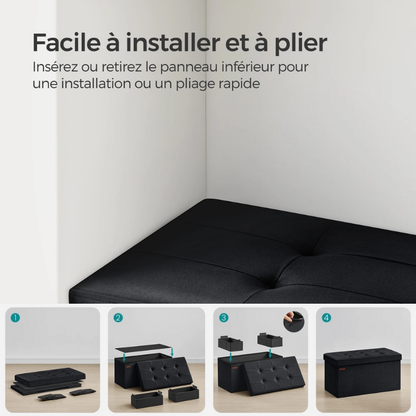 Banc Coffre Pliable de Rangement en Velours | Design Décoratif Minimaliste