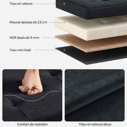 Banc Coffre Pliable de Rangement en Velours | Design Décoratif Minimaliste