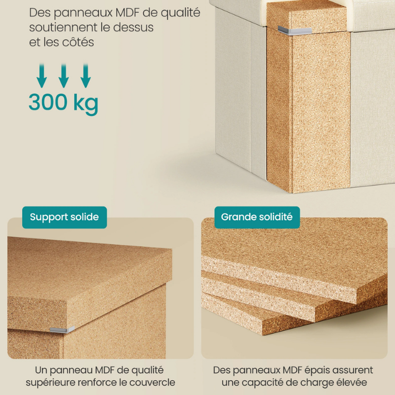 Banc Coffre Scandinave Pliable | Design Minimaliste et Décoratif