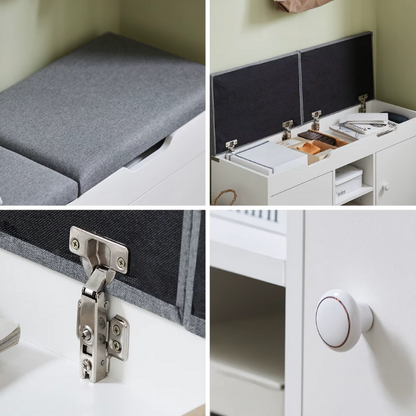 Banc à Chaussures avec Rangement Intégré | Design Nordique et Assise Coussinée