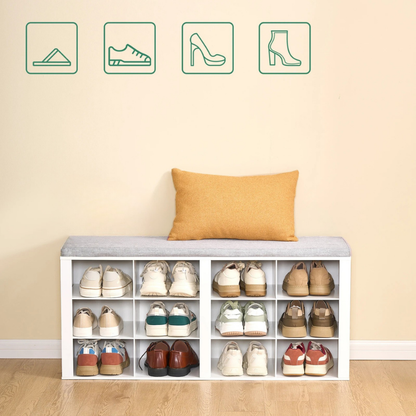 Banc à Chaussures Moderne avec Coussin | Design Scandinave avec Assise Confort