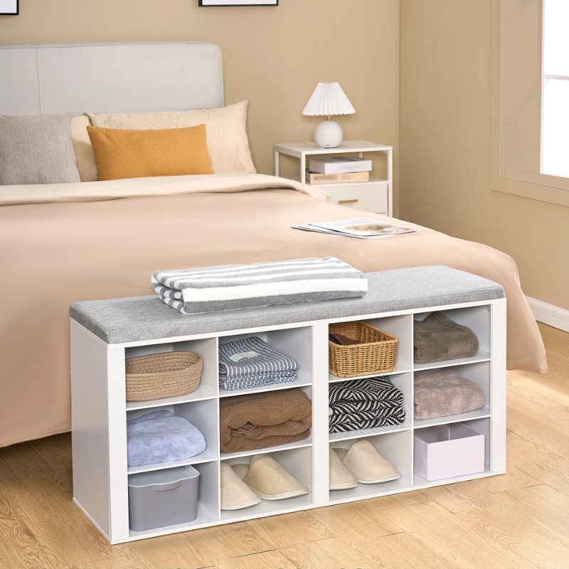 Banc à Chaussures Moderne avec Coussin | Design Scandinave avec Assise Confort