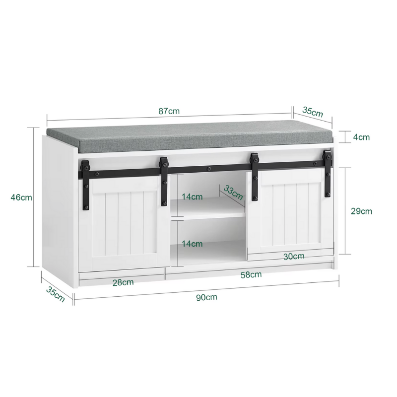 Banc à Chaussures Design Scandinave Blanc | Assise Confort avec Rangement Coulissant