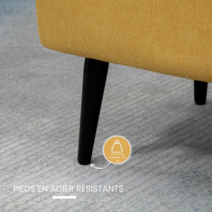 Banc Coffre Design Scandinave Jaune | Assise Rembourrée avec Rangement