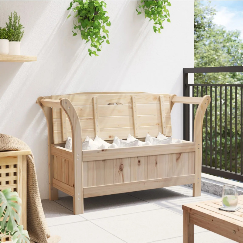 Banc de Jardin Coffre en Pin au Design Classique | Assise et Rangement