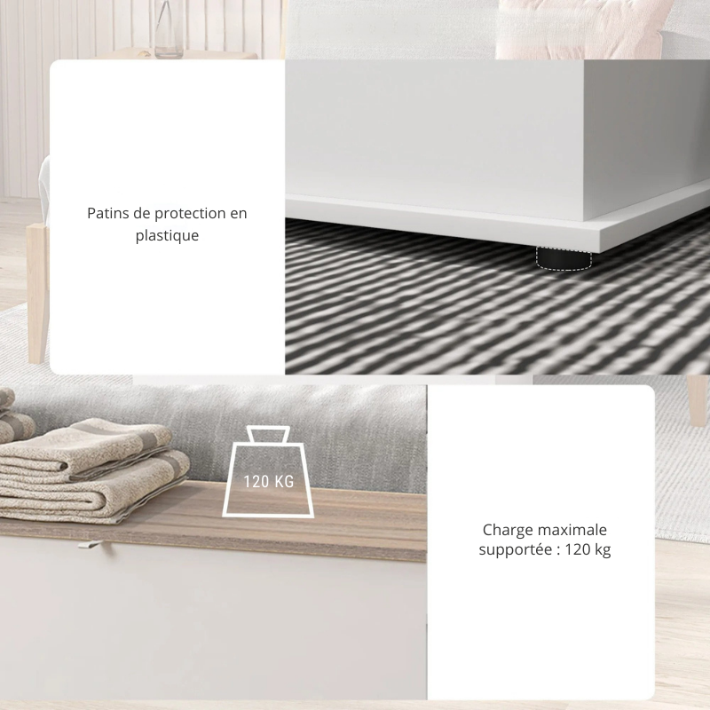 Banc Coffre Bois Moderne | Assise Solide et Grand Espace de Rangement