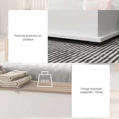 Banc Coffre Bois Moderne | Assise Solide et Grand Espace de Rangement