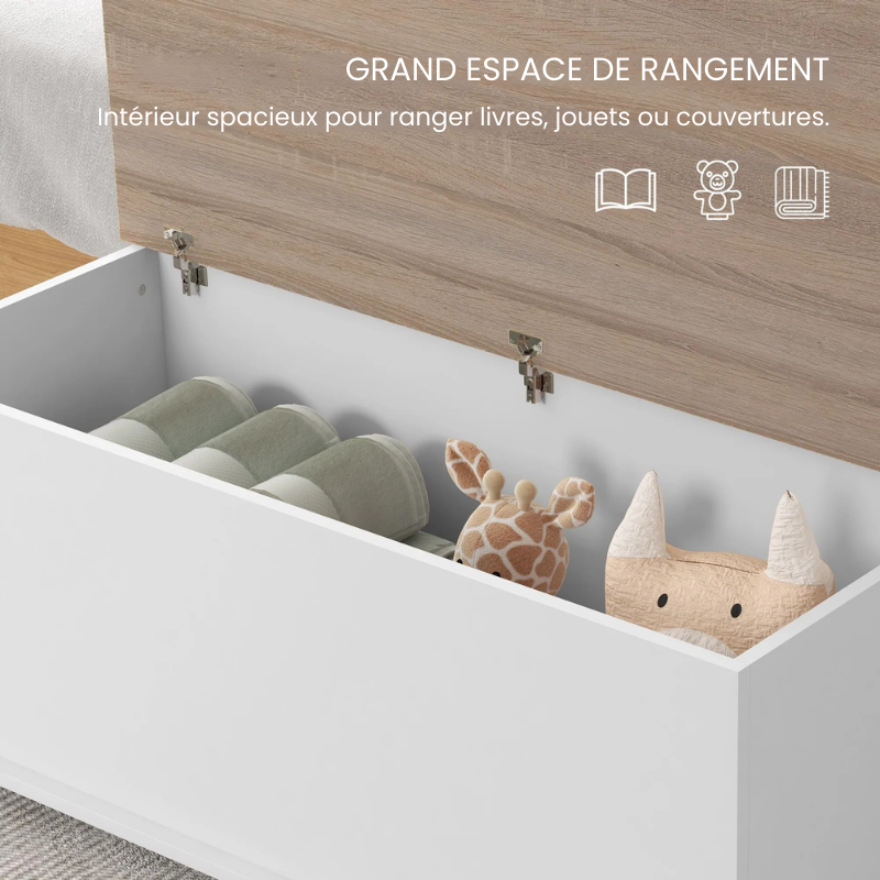 Banc Coffre Bois Moderne | Assise Solide et Grand Espace de Rangement