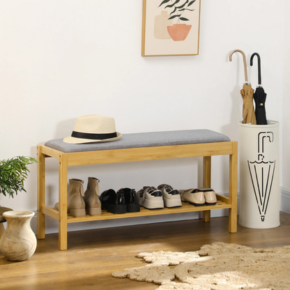 Banc d’Entrée en Bois de Bambou avec Rangement Chaussures | Design Scandinave