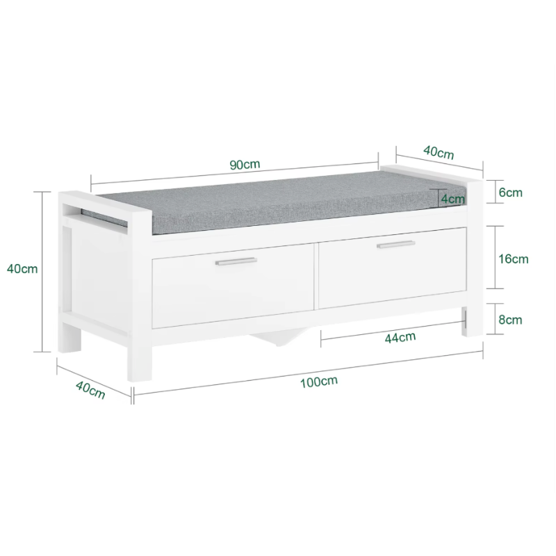 Banc d’Entrée Minimaliste Blanc | Design Scandinave avec Assise et Rangement