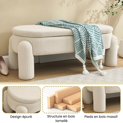Banc Coffre de Rangement Ottoman Beige | Design Moderne et Élégant