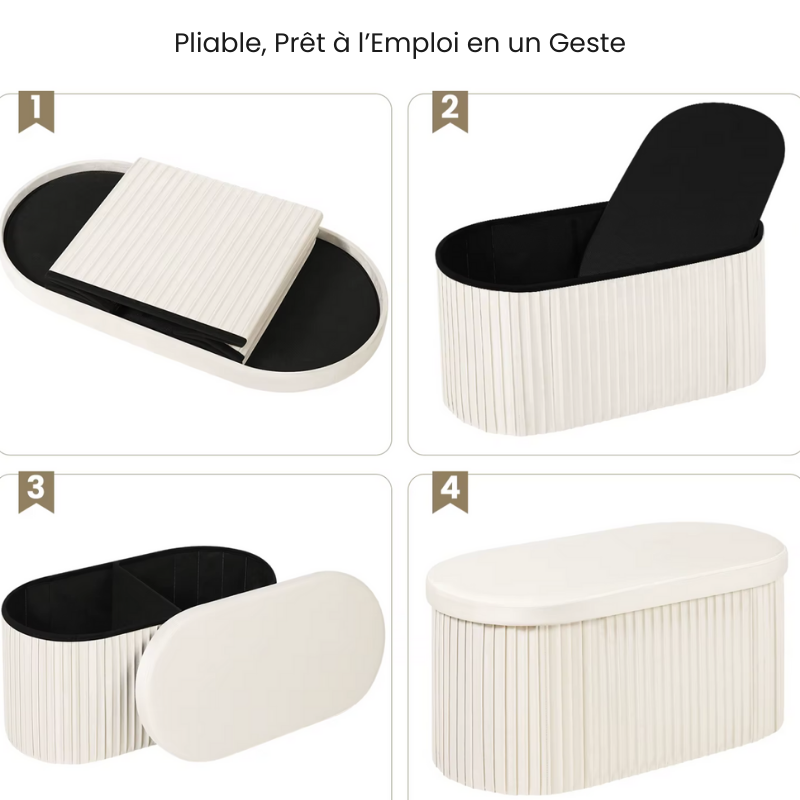 Banc Coffre Velours avec Rangement Pliable | Moderne et Décoratif