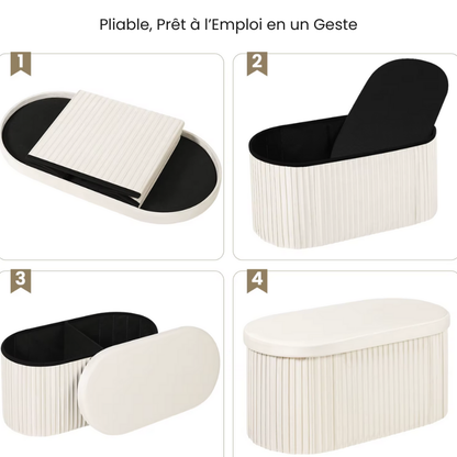 Banc Coffre Velours avec Rangement Pliable | Moderne et Décoratif