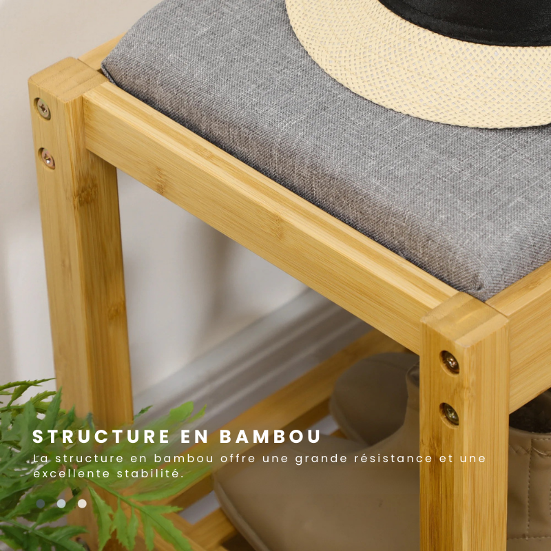 Banc d’Entrée en Bois de Bambou avec Rangement Chaussures | Design Scandinave