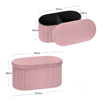 Banc Coffre Velours avec Rangement Pliable | Moderne et Décoratif