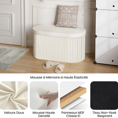 Banc Coffre Velours avec Rangement Pliable | Moderne et Décoratif
