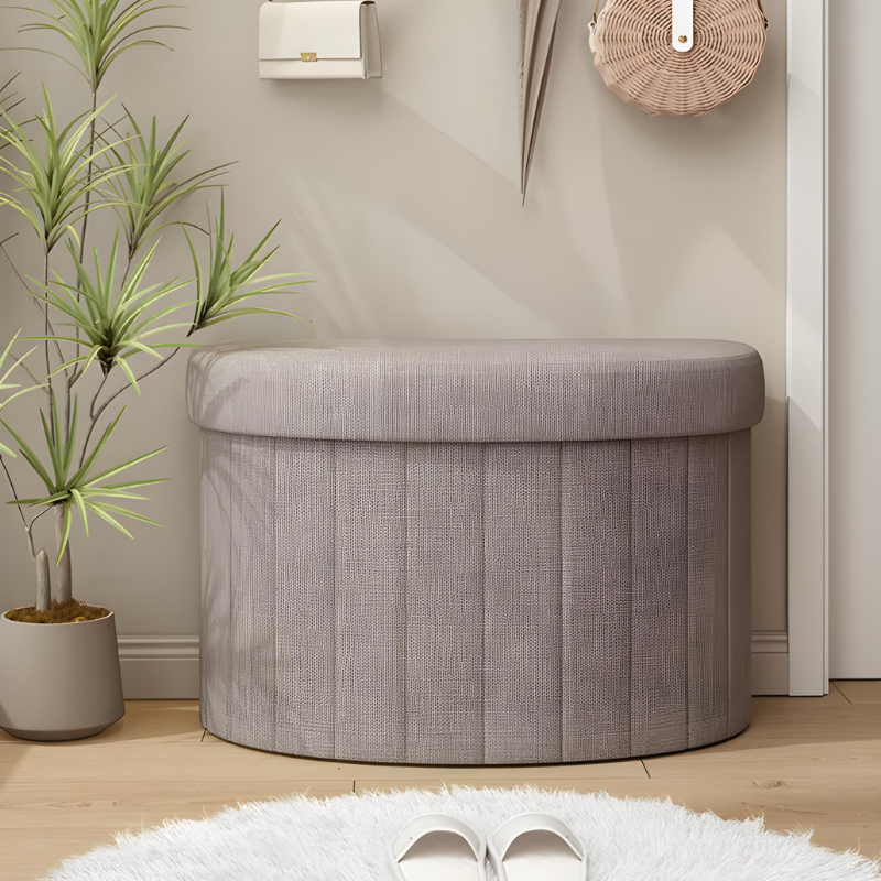Banc Coffre de Rangement Demi-Cercle | Design Épuré et Décoratif