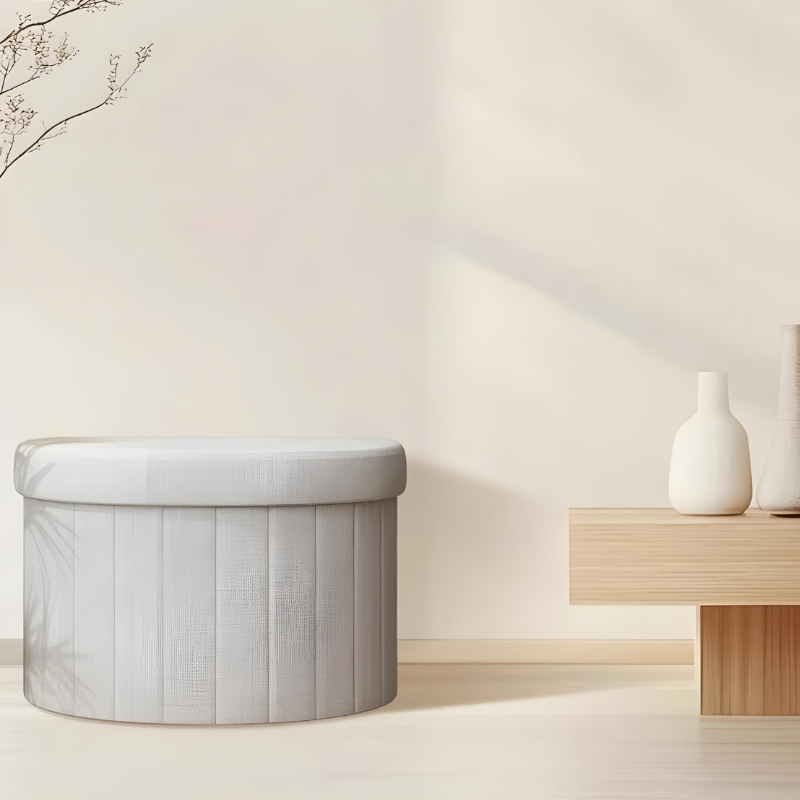 Banc Coffre de Rangement Demi-Cercle | Design Épuré et Décoratif