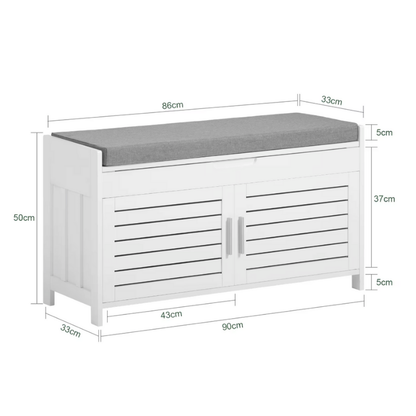 Banc Coffre d’Entrée Minimaliste | Design Nordique avec Rangement à Portes