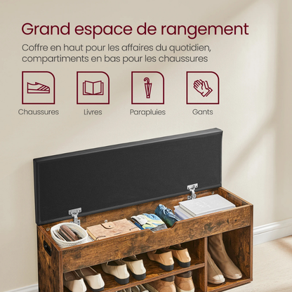 Banc d’Entrée Coffre en Bois | Assise Confort et Design Moderne