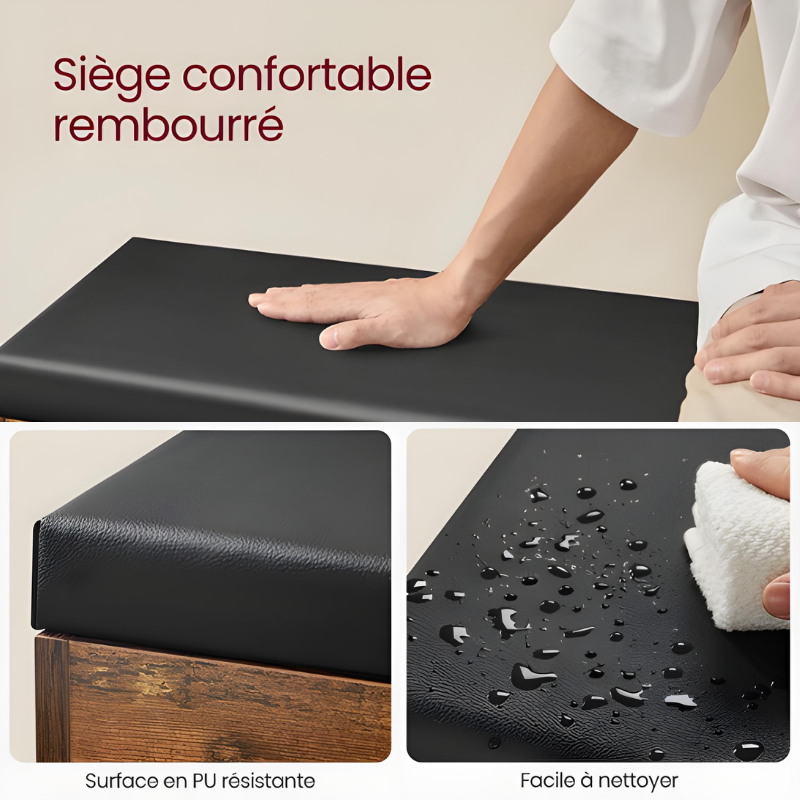 Banc d’Entrée Coffre en Bois | Assise Confort et Design Moderne