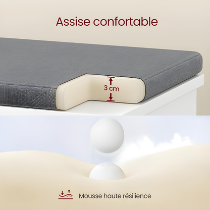 Banc d'Entrée Design Scandinave | Assise Rembourrée et Rangement 3 Niveaux