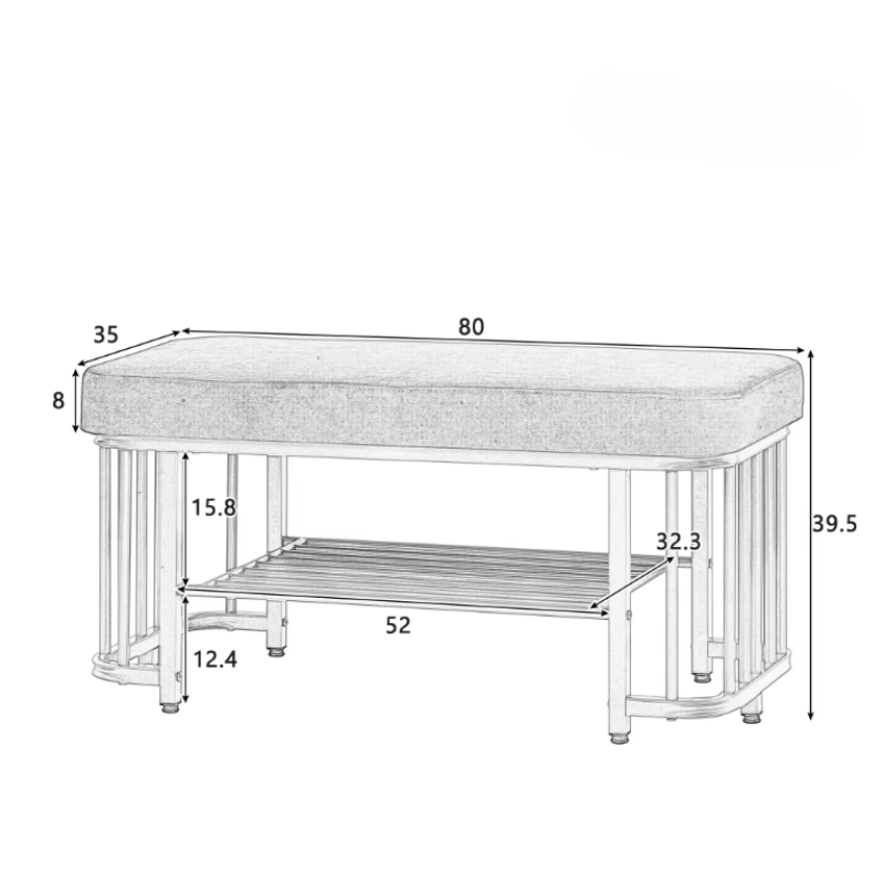 Banc à Chaussures Gris | Assise Velours Confortable et Design Moderne